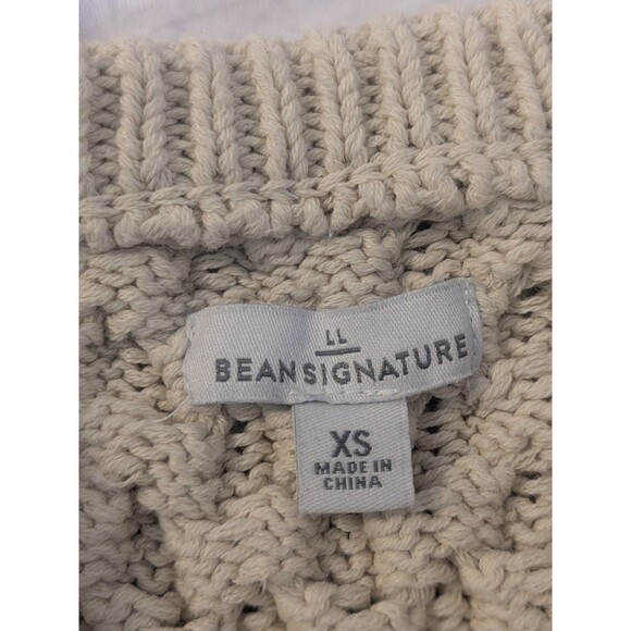 LL Bean Signature Ivory Fisherman Cable Knit Sweater Cotton Size Womens XS - Picture 4 of 10